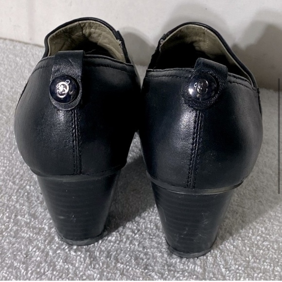 Gerry Weber Black Leather Slip on Ankle Booties W Low Chunky Heel 41 - Picture 5 of 13